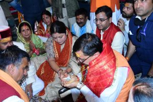Cm Dhami workship in Gangotri temple 