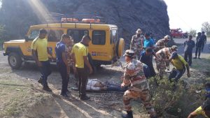 Car fall in down in deep gorge one dead onther injured 