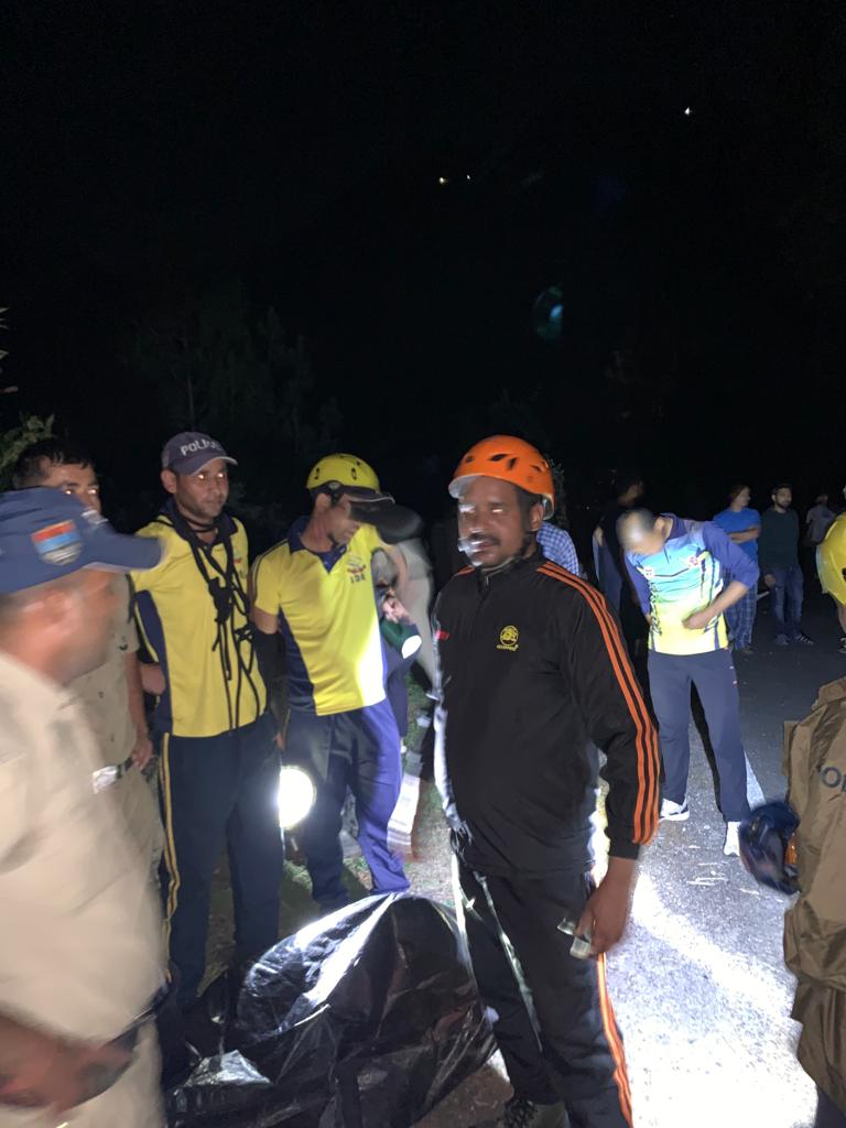 Car fall in down in deep gorge in rudrparyag