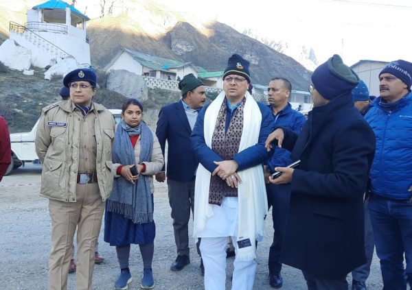 Cm dhami reached Badrinath dham to take work progress review