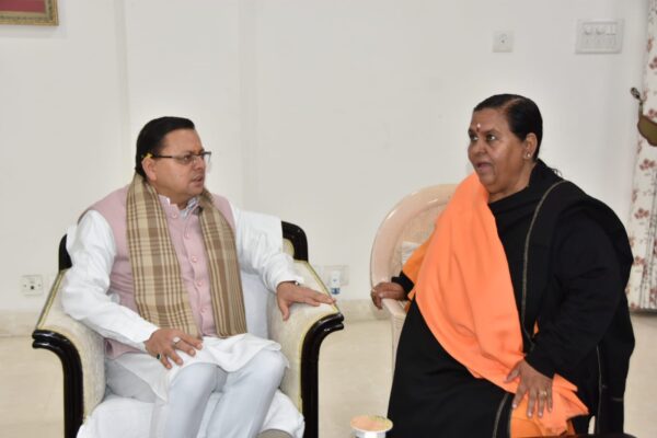 Ex cm JMA bharati meet uttrakhand cm Pushkar Dhami