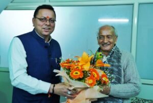 Cm Dhami meet ex governor Bhagat Singh Koshyari
