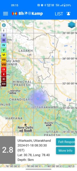 Earthquake in Uttarkashi no casualty so far