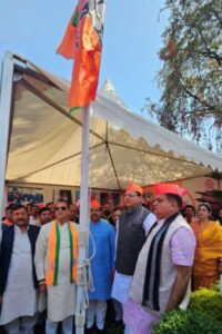 Bjp Foundation Day workers take oth for Big victory