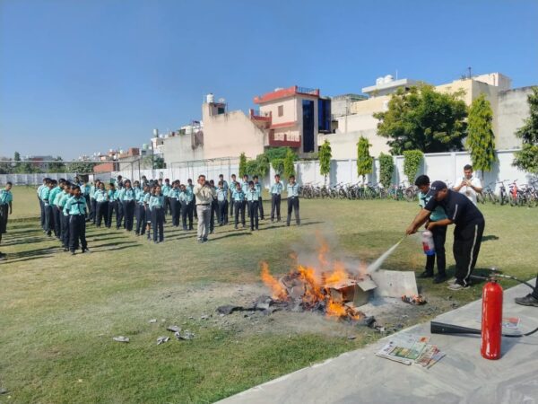 Fire brigade team aware Olivia International School jagjeetpur