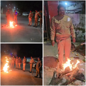 haridwar-police-Good initiative bonfire arrangements in diffrent place
